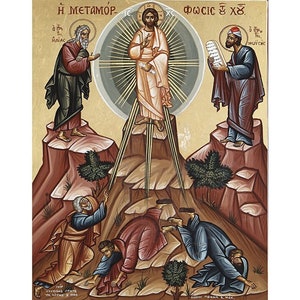 Jesus Transfiguration Orthodox Icon, Metamorphosis Jesus Christ, The Transfiguration of Jesus Christ, Great Feast Icon, Greek Orthodox