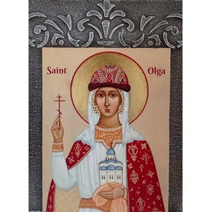 Saint Olga Prayer Icon, Saint Olga Equal to the Apostles handmade Icon, Holy Princess Olga, Eastern Orthodox Church, Traditional icon