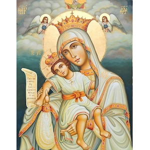 Virgin Mary The Sweet Kiss Orthodox icon, St Mary Sweet Kissing, Blessed Virgin Mary Icon, Saint Mary Handmade Icon, The Sweet Kiss icon