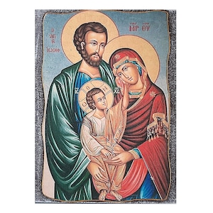 Ikone der Heiligen Familie, Jungfrau Maria, Jesuskind, Heiliger Joseph, Gebetsikone