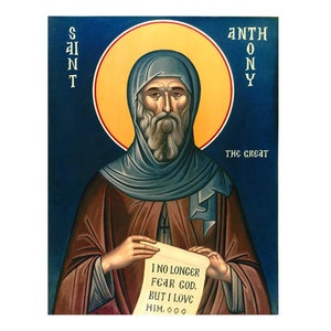 Orthodox Icon Saint Anthony the Great, Saint Antonius, Egyptian Saint Anthony the Abbot, Anthony the Anchorite, Traditional Prayer Icon