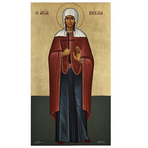Heilige Thecla, Heilige Maagdelijke Martelaar Heilige Thekla, Heilige Tekla, Protomartyr Thekla, Icoon van Heilige Thekla, Vroegchristelijke kerk, Byzantijnse iconen, Griekse iconen
