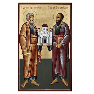 San Pedro Apóstol, San Pablo Apóstol, Icono Ortodoxo Santos Pedro y Pablo, Icono de Oración, Iconostasio del Hogar