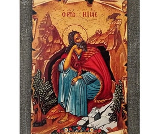 Ícone de Santo Elias, Arte Cristã Ortodoxa, Placa de Madeira do Profeta Elias, Arte Bíblica