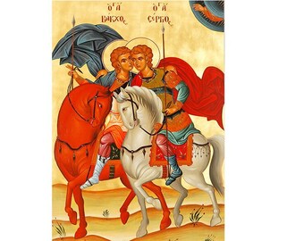 Orthodox icon Saints Sergius and Bacchus, Christian Wall art, Prayer corner