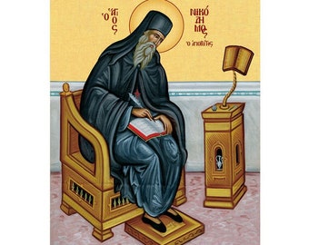 Saint Nikodimos Orthodox Icon, Saint Nicodemus the Hagiorite, Saint Nicodemus of the Holy Mountain, Greek Saints, Greek Icons, Greek Art