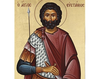 Saint Eustace Orthodox Icon, St Eustace the Roman, Saint Eustathius, St Eustachius, Patron Saint against Fire, Prayer Corner Icon