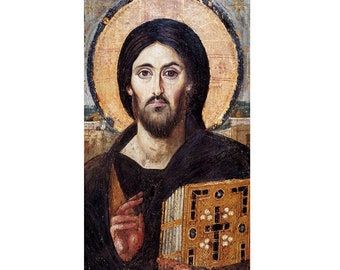 Jesus of Sinai Icon, Christ Pantocrator of Sinai, Jesus of Sinai Orthodox Icon, Religious Gift Men, Jesus is King, Jesus Pantocrator, Abba