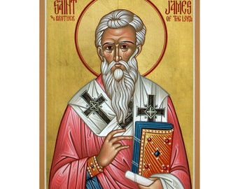 Saint James Brother of the Lord Orthodox Icon on Wooden Plaque