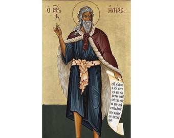 Ícone de Santo Elias, Arte Ortodoxa, Profeta Cristão Elias, Agios Ellias