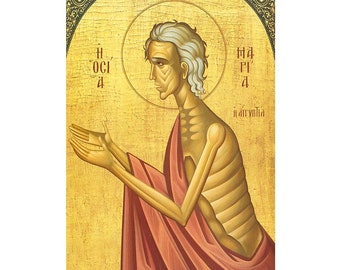 Die Ikone der Heiligen Maria von Ägypten, religiöses Kunstwerk, katholische Ikonen, Holzikone