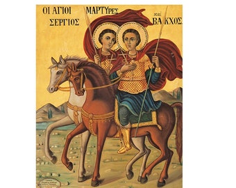 Saints Sergius and Bacchus Icon, Christian Twin Brothers Gift, St Sergius, Saint Vakh