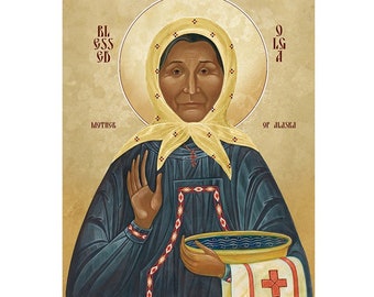 Saint Olga of Alaska, Blessed Mother Olga Orthodox Icon, St Matushka Olga Michael, Handmade Wood Icon, Prayer Icon Home Decor, Iconostasis
