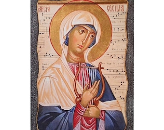 Saint Cecilia The Patroness of Music and Musicians, Saint Cecily icon, St Cecilia Art, Roman Martyrs, Religious Wall Hangings Gift Ideas