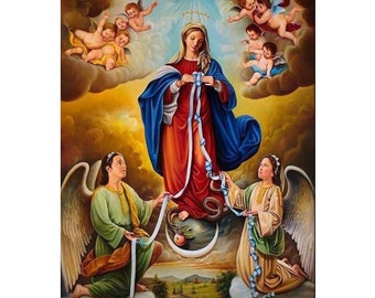 Our Lady Undoer of Knots, Mary Untier of Knots, Catholic Icons, Our Lady of Knots Print, Catholic Prints Saints, Catholic Gifts for Mom