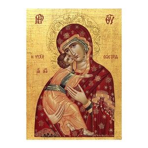 Icono de la Virgen María Panagia Salvación del Alma, Icono Ortodoxo Griego, Arte Bizantino de la Madre de Dios, Icono de Theotokos, Icono Griego de la Virgen María, Icono de Nuestra Señora