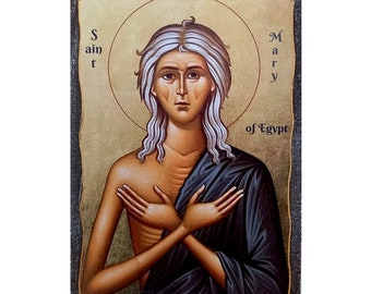 Saint Mary of Egypt Orthodox icon, Saint of Egypt, Christian Housewarming Gift, Saint Artwork, Religious Artwork, Catholic Icons, Wood Icon