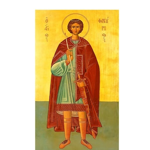 Saint Phanourios wood icon, Saint Fanourios Traditional Prayer icon, St Fanurius, St Fanourios, St Phanurius, St Phanourius