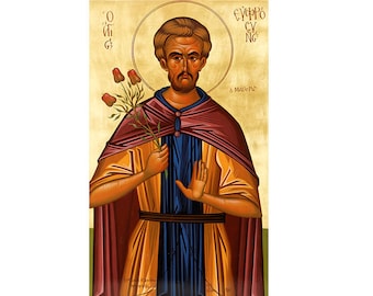 Saint Euphrosynus the Cook Orthodox Icon, Saint Euphrosynos, Catholic Icon, Catholic Home Decoration, Christian Wooden Icon, Christian Art
