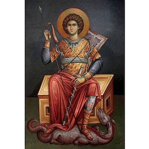 Saint George Patron Saint of Soldiers, Saint George Orthodox icon, Saint George art, Saint George and the Dragon, Christian Gifts For Men