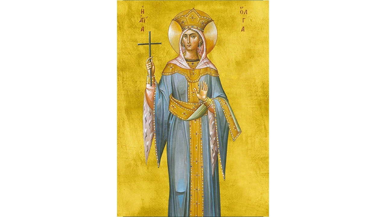 Saint Olga Orthodox Icon, Princess Olga Equal to the Apostles, Eastern Saint Icon, Greek Orthodox Icons, Traditional Prayer icon