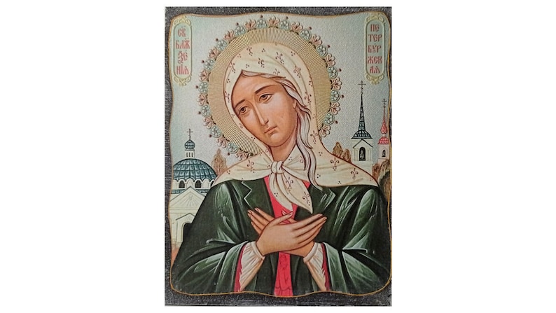 Blessed Xenia Traditional Prayer icon, Saint Xenia Orthodox icon, Eastern Orthodoxy, Christian Gift, Prayer corner art image 1