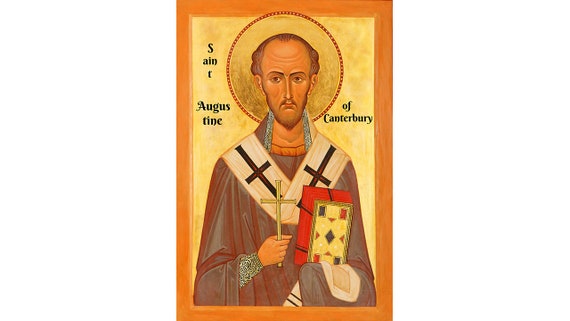 Saint Augustine Of Canterbury Icon St Augustine Apostle To Etsy