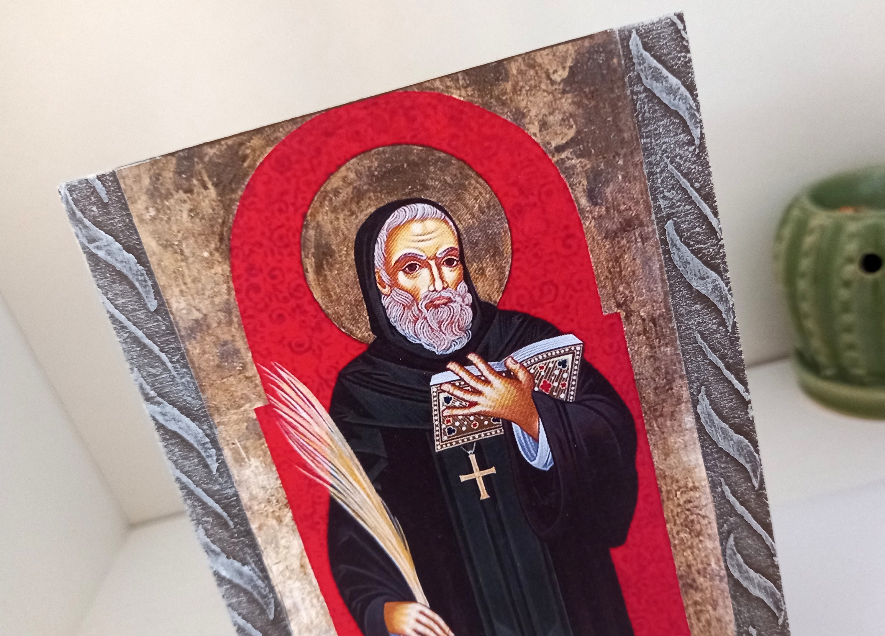Saint Benedict of Nursia Icon, St Benedict Catholic Icon Gift, Catholic ...