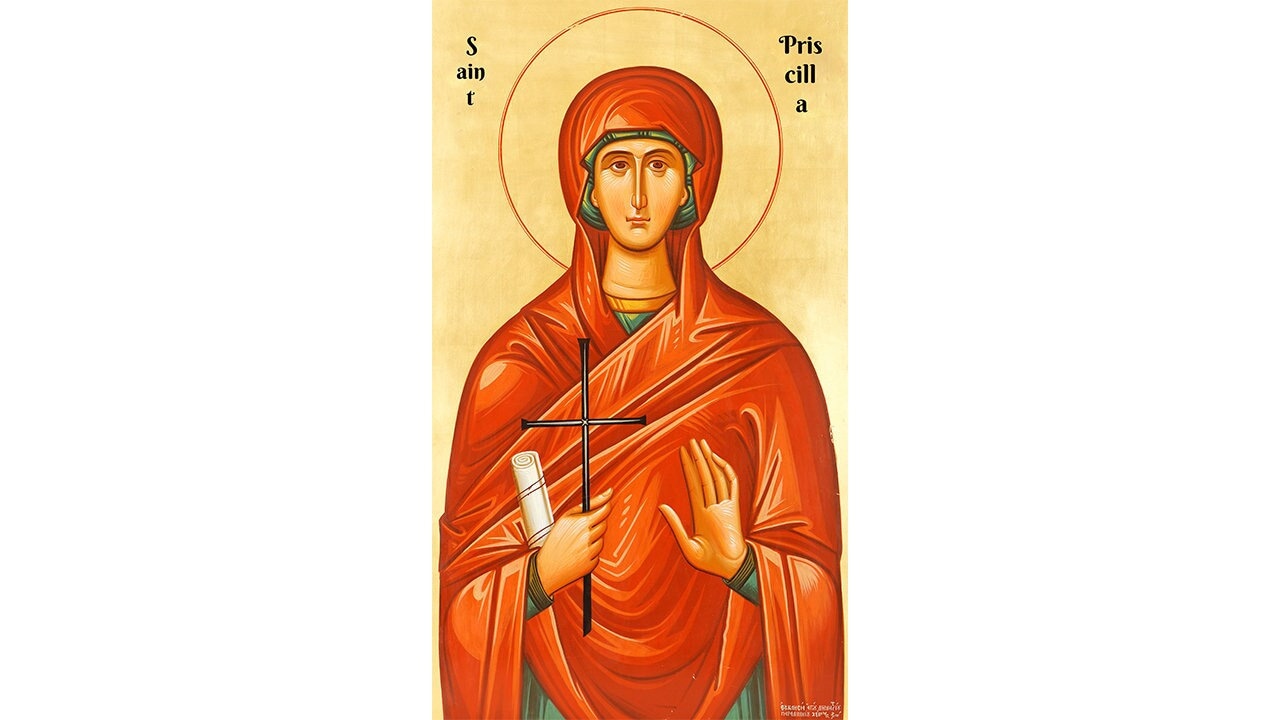 聖プリシラのイコン、正教会の女性、宗教的なイコン、ギリシャ教会の