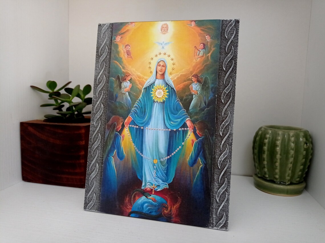 Our Lady of the Rosary Icon Virgin Mary Holy Rosary Catholic - Etsy