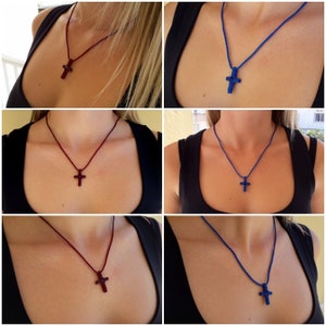 Christian Cross Necklace, Orthodox Cross Necklace, Knitted Waxed Thread Unisex Handmade Christian Brojanica Necklace, Knitted Cross Necklace