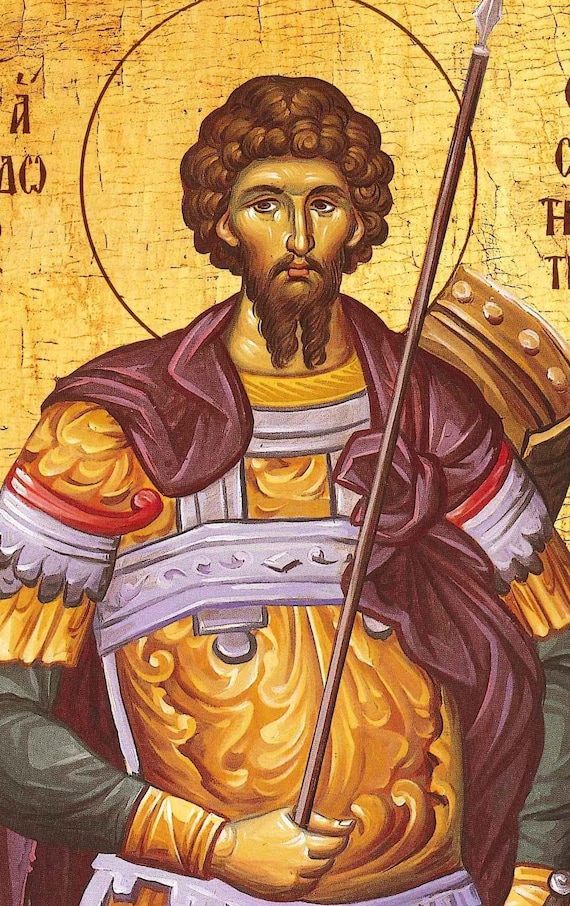 Saint Theodore Stratelates, Orthodox Wooden Icon Plaque, Warrior St Theodore  of Heraclea - Etsy