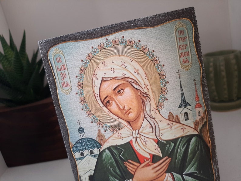 Blessed Xenia Traditional Prayer icon, Saint Xenia Orthodox icon, Eastern Orthodoxy, Christian Gift, Prayer corner art image 6
