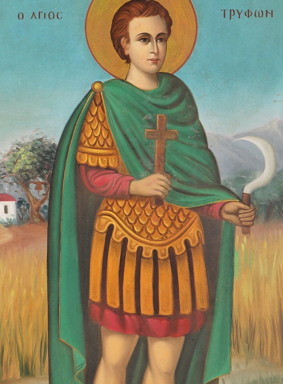 Icono ortodoxo griego de San Trifón Icono ortodoxo griego de San Trifón