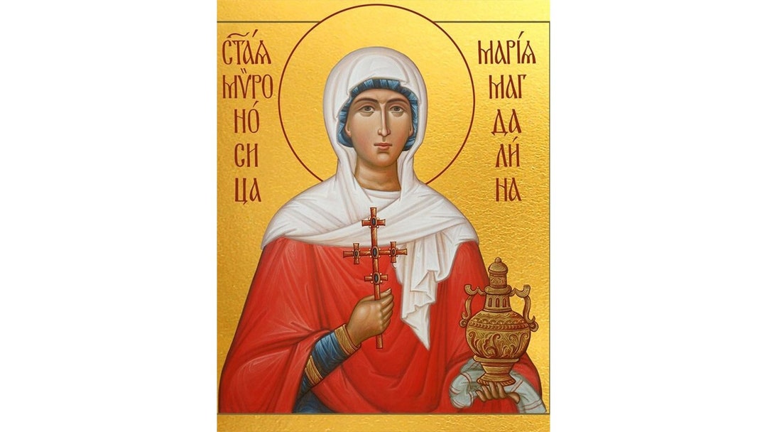 Saint Mary Magdalene Orthodox Icon, Saint Mary of Magdala Prayer Icon, Christian Wood Wall Art