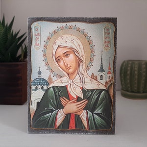 Blessed Xenia Traditional Prayer icon, Saint Xenia Orthodox icon, Eastern Orthodoxy, Christian Gift, Prayer corner art image 4