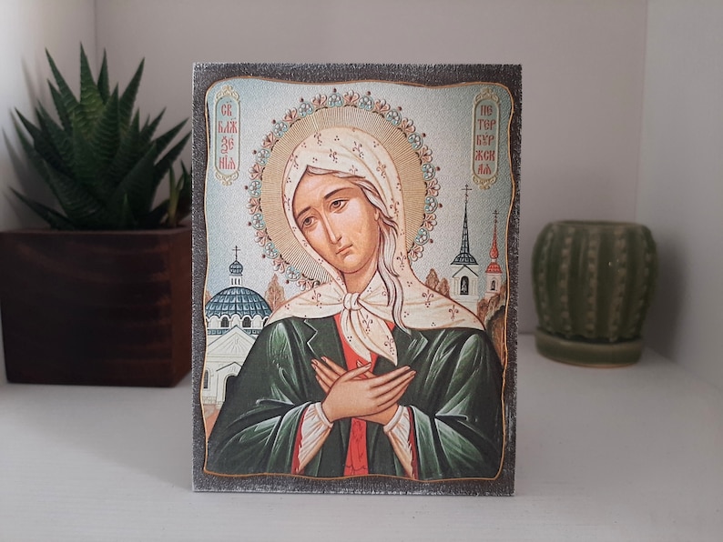 Blessed Xenia Traditional Prayer icon, Saint Xenia Orthodox icon, Eastern Orthodoxy, Christian Gift, Prayer corner art image 4