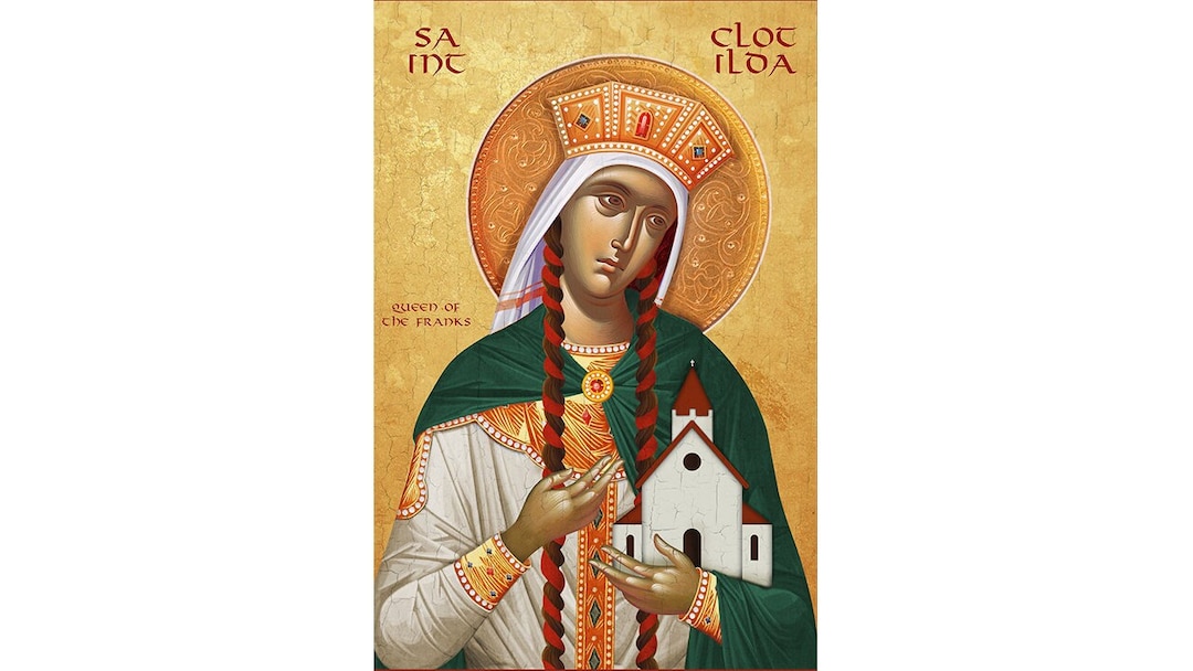 Sint Mathilda Icon Saint Clotilda Icon, Roman Catholic Wooden Plaque, Patron Saint of ...