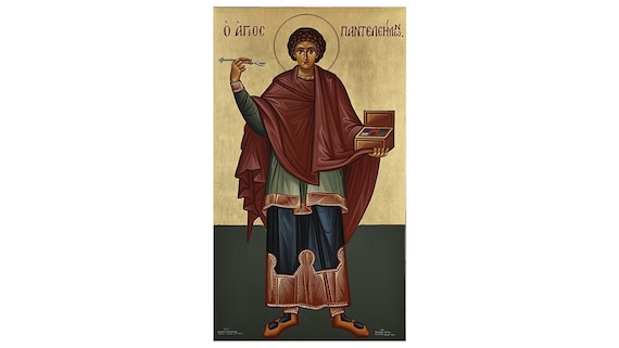 Saint Panteleimon Orthodox Icon, St Pantaleon the Healer
