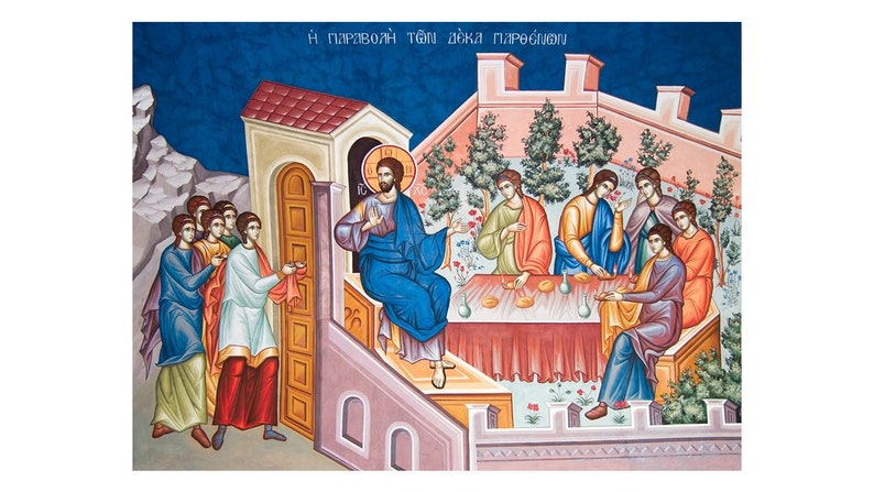 La parábola de las diez vírgenes Icono ortodoxo Parábola de imagen 1