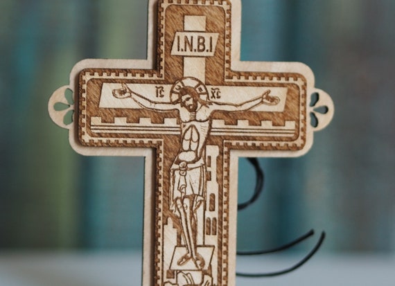Autospiegel Holz Kreuz-Jesus-Kruzifix anhänger für Rückspiegel