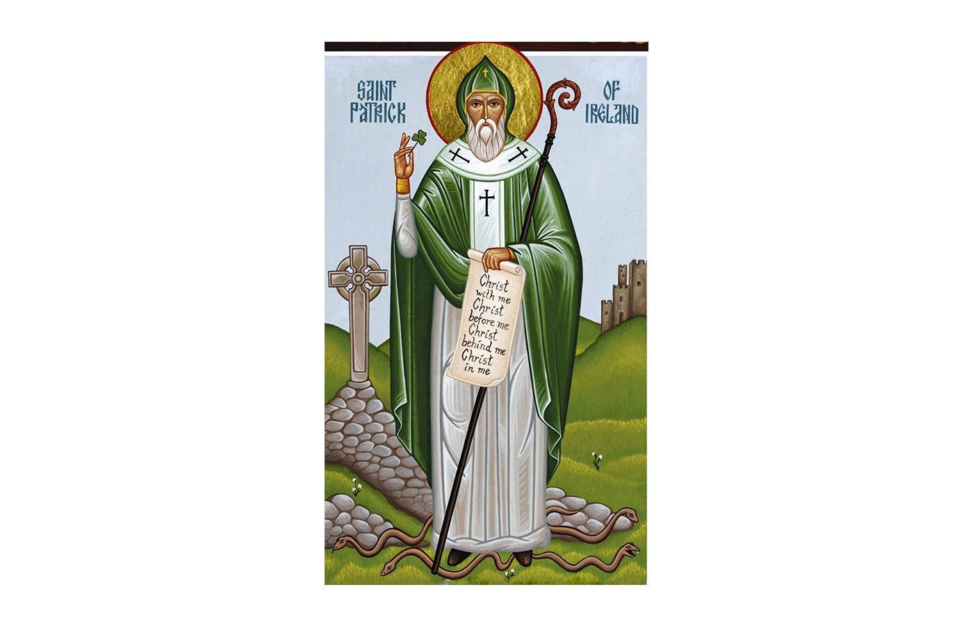 Saint Patrick Wood Icon, Patron Saint of Ireland, Irish Saint, Catholic Art, Catholic Icons Saints, Christian Icons