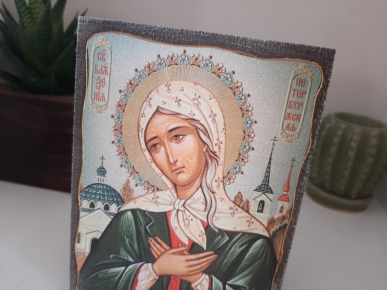 Blessed Xenia Traditional Prayer icon, Saint Xenia Orthodox icon, Eastern Orthodoxy, Christian Gift, Prayer corner art image 3