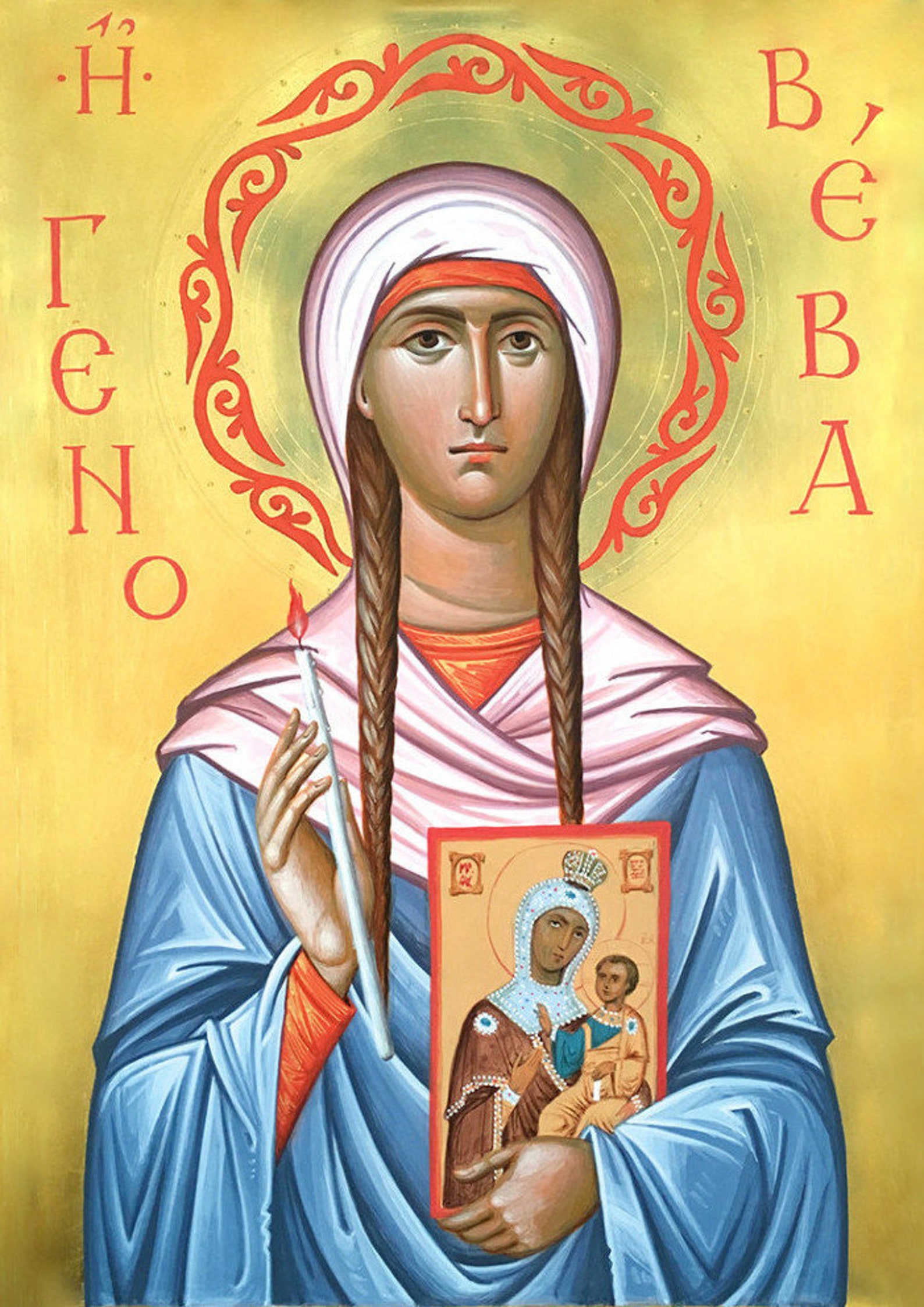 Saint Genevieve of Paris St Genevieve Orthodox Icon Sancta Etsy