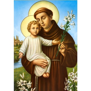 Saint Anthony of Padua Catholic Icon, Catholic Saint Art, Saint Artwork, Catholic Men Gift Idea, Handmade Icon Wood Wall Art, Catholic Print