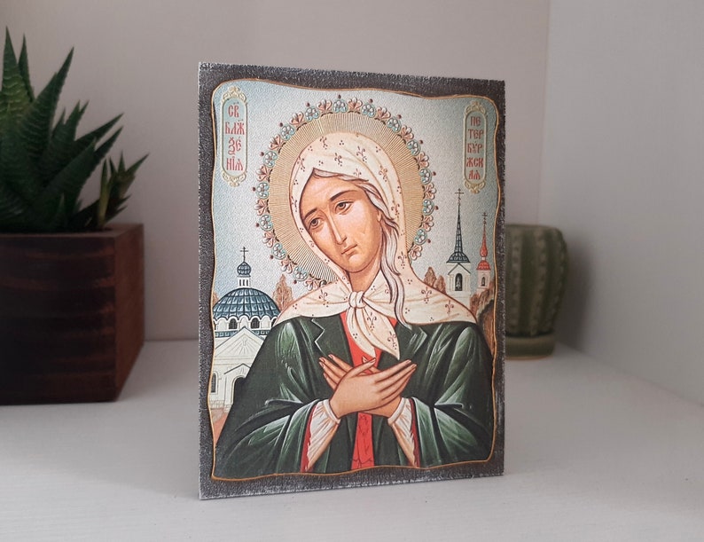 Blessed Xenia Traditional Prayer icon, Saint Xenia Orthodox icon, Eastern Orthodoxy, Christian Gift, Prayer corner art image 2