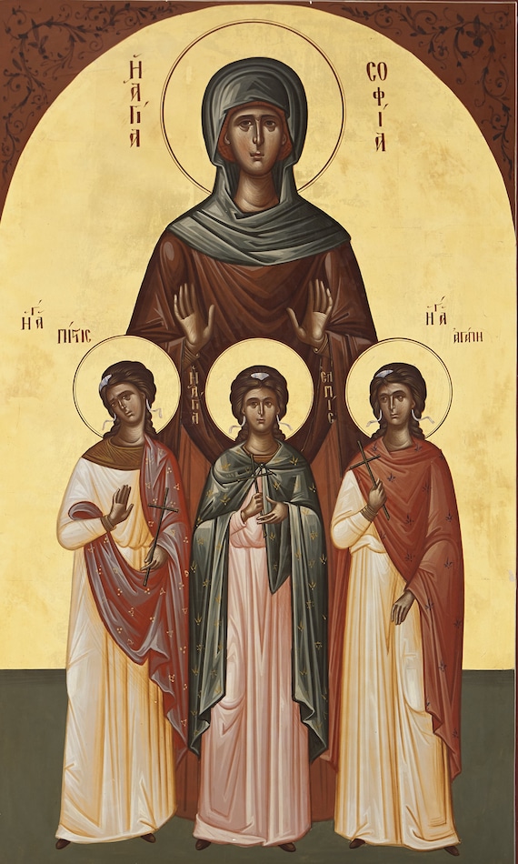 Icône Byzantine Sainte Sophie En Argent 999 – Art Religieux Grec Orthodoxe Fait Main, à Suspendre Ou Poser (11 X 12 Cm Icône Byzantine Sainte Sophie En Argent 999 – Art Religieux Grec Orthodoxe Fait Main, à Suspendre Ou Poser (11 X 12 Cm