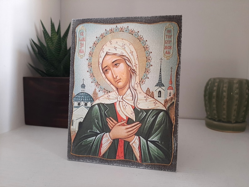 Blessed Xenia Traditional Prayer icon, Saint Xenia Orthodox icon, Eastern Orthodoxy, Christian Gift, Prayer corner art image 5