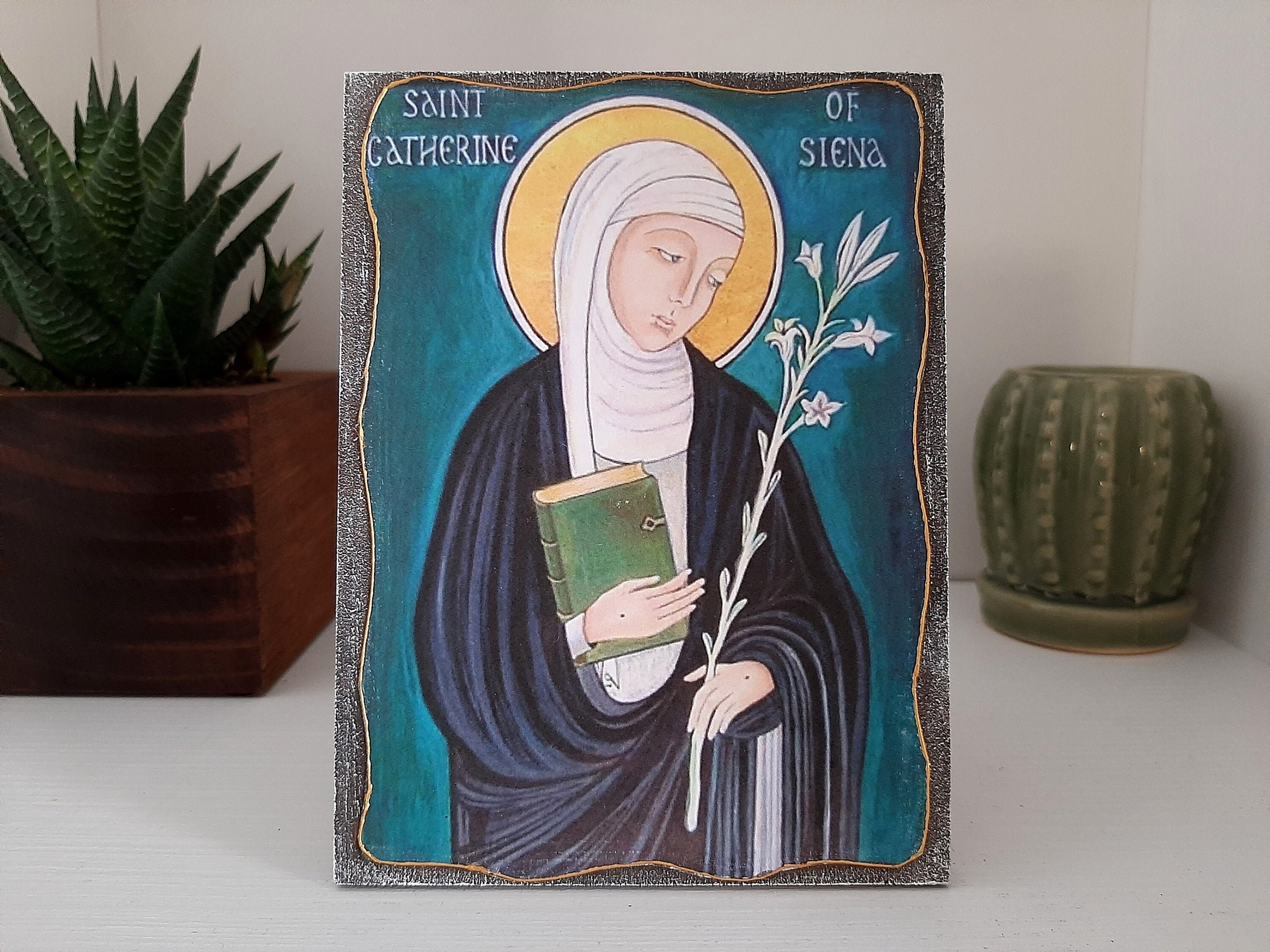 Saint Catherine of Siena Icon, Christian Wood Wall Art - Etsy