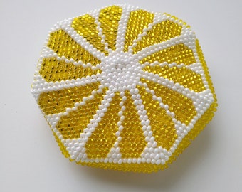 Coin purses Beaded bag Lemon bag Beaded lemon Beaded purses Seed bead bag Crochet beaded bag Yellow bag Gift